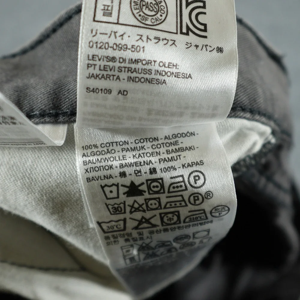 Levi's 514 Jeans Mens 34x30 Gray Straight Leg Cotton Twill Casual Classic